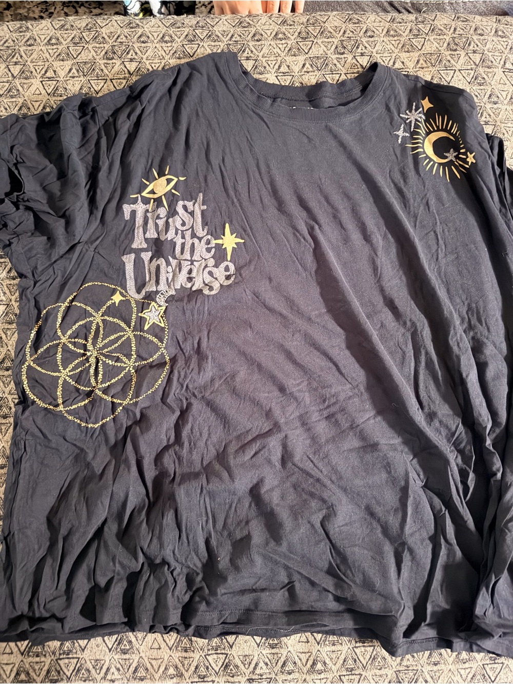 torrid Black 'Trust the Universe' Graphic Tee with Gold Accents